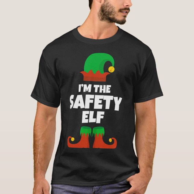 I'm The Safety Elf Family Pajama Christmas Officer T-Shirt (Front)