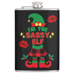 I'm the Sassy Elf Funny Christmas Hip Flask