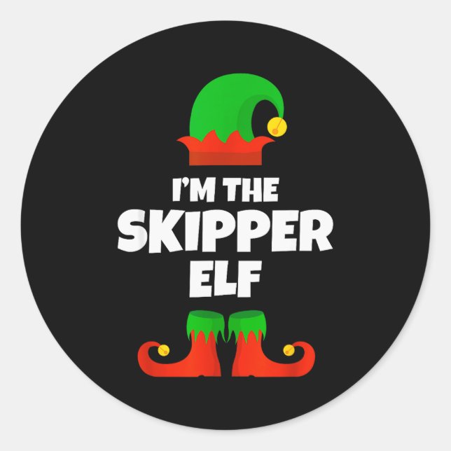 I'm The Skipper Elf Family Pajama Christmas Funny  Classic Round Sticker (Front)