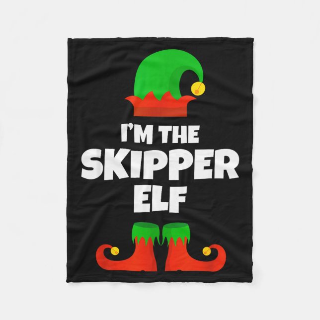 I'm The Skipper Elf Family Pajama Christmas Funny  Fleece Blanket (Front)
