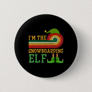 I'm The Snowboarding Elf Matching Group Xmas Party 6 Cm Round Badge