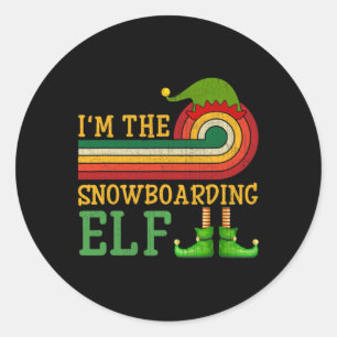 I'm The Snowboarding Elf Matching Group Xmas Party Classic Round Sticker