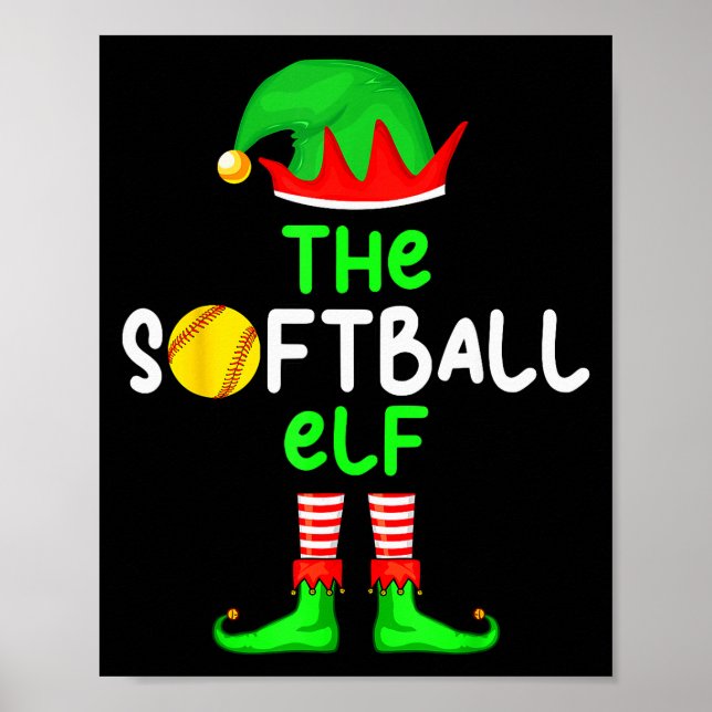 I'm The Softball Elf Christmas Family Matching Paj Poster (Front)
