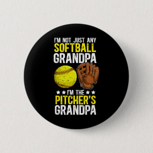 I'm The Softll Pitcher Grandpa Of A Softll Pitcher 6 Cm Round Badge