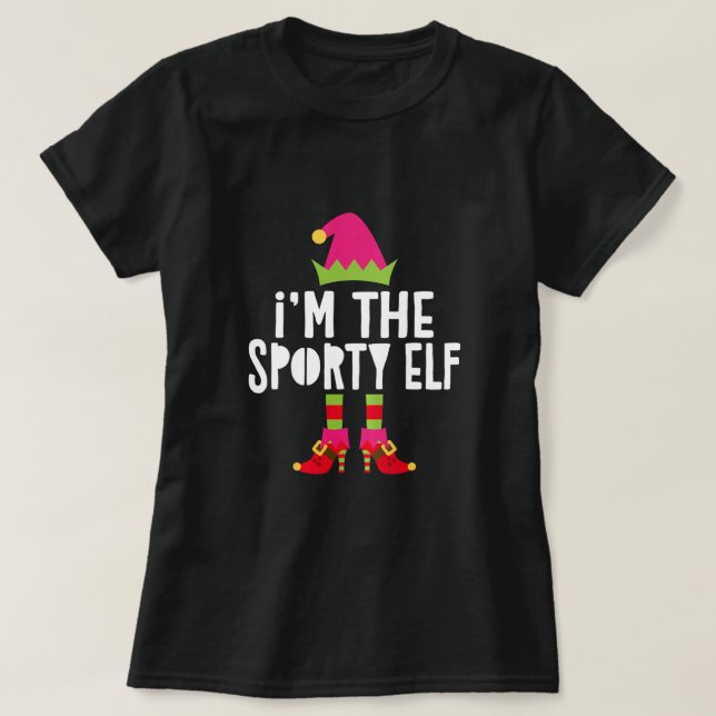 I'm The Sporty Elf T-Shirt Matching Christmas Cost (Design Front)