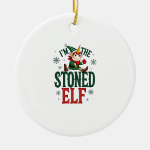 Im The Stoned Elf Vintage Christmas Dabbing Unicor Ceramic Ornament