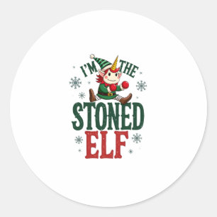 Im The Stoned Elf Vintage Christmas Dabbing Unicor Classic Round Sticker