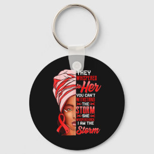 Im The Storm Black Women Heart Disease Sparkle Red Key Ring