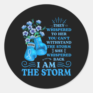 I'm The Storm Boxing Warrior Blue Ribbon Women Col Classic Round Sticker