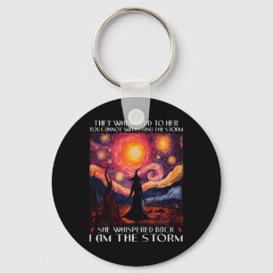 I'm The Storm Breast Cancer Witch Halloween Starry Key Ring