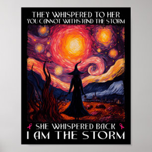 I'm The Storm Breast Cancer Witch Halloween Starry Poster