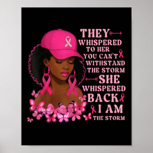 Im The Storm Women Black Cowgirl Breast Cancer Awa Poster