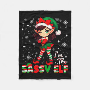 Im The Sy Elf Cute Snowflake Christmas Xmas Girl W Fleece Blanket