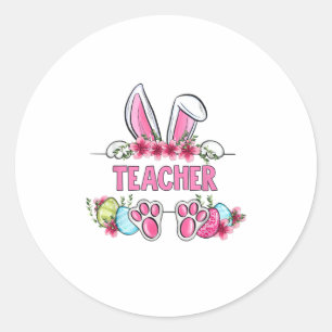 I'm The Teacher Bunny Easter Day Rabbit Classic Round Sticker