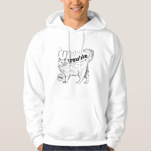 I'm the trouble funny cat - minimal black & white hoodie