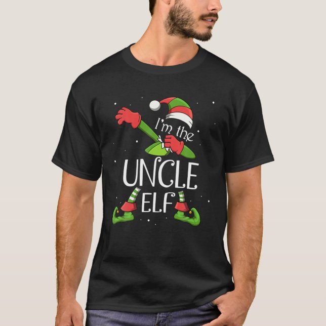 I'm The Uncle Elf Dabbing Santa Claus Xmas Family T-Shirt (Front)