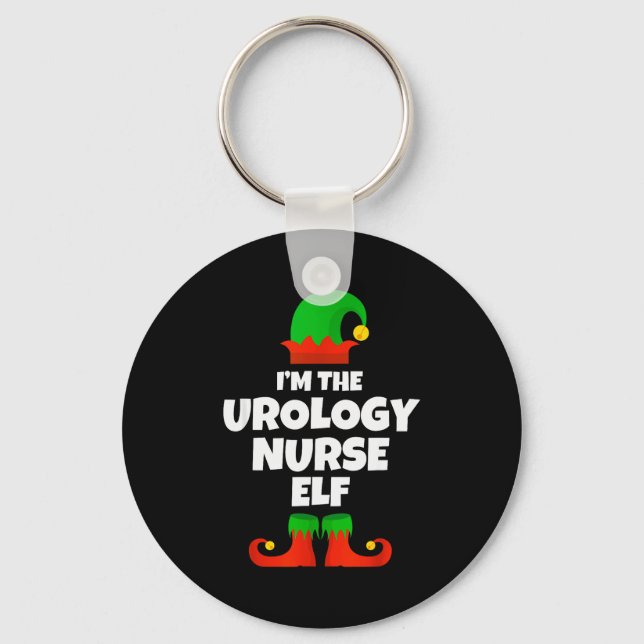 I'm The Urology Nurse Elf Family Pajama Christmas  Key Ring (Front)