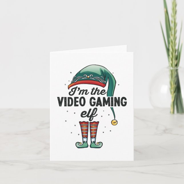 I'm the Video gaming Elf Christmas Gift Xmas Card (Front)