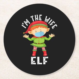 Im The Wife Elf Funny Christmas Gift Round Paper Coaster