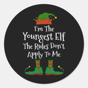 I'm The Youngest Elf Family Matching Fun Christmas Classic Round Sticker
