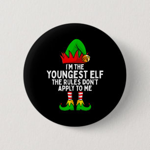 I'm The Youngest Elf Matching Family Christmas 6 Cm Round Badge