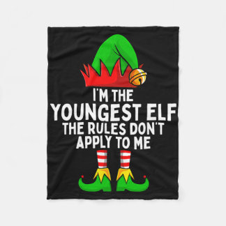 I'm The Youngest Elf Matching Family Christmas  Fleece Blanket