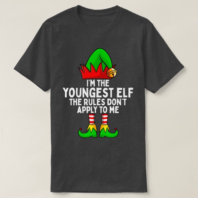 Im The Youngest Elf Matching Family Christmas T-Shirt (Design Front)