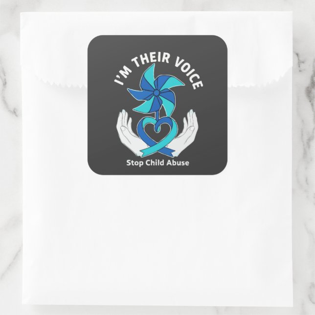 I'm Their Voice - Child Abuse Prevention Awareness Square Sticker (Bag)