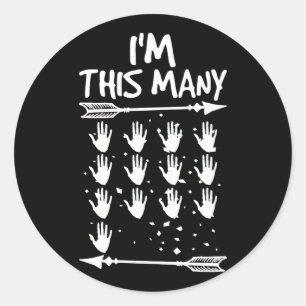 I'm This Many 13 Hands 65th Birthday 65 Years Old Classic Round Sticker