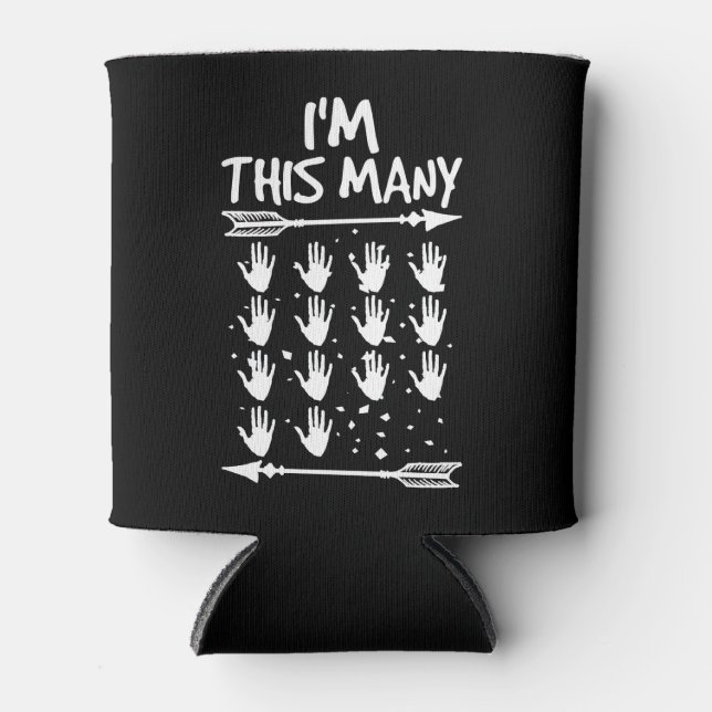 I'm This Many 14 Hands 70th Birthday 70 Years Old Can Cooler (Front)