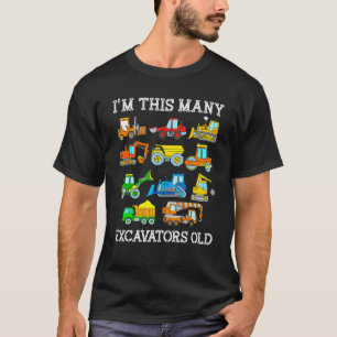 I'm This Many Excavators Old 11 Years Third Birthd T-Shirt