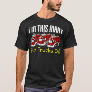 Im This Many Fire Trucks Old illustration funny yo T-Shirt
