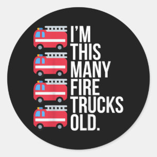 Im This Many Fire Trucks Old T-Shirt Four Year Old Classic Round Sticker
