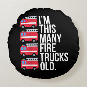 Im This Many Fire Trucks Old T-Shirt Four Year Old Round Cushion