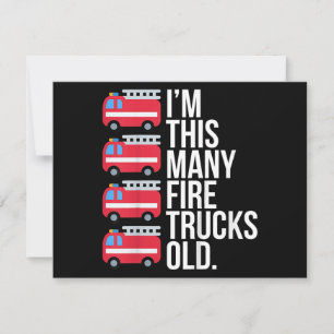 Im This Many Fire Trucks Old T-Shirt Four Year Old Thank You Card