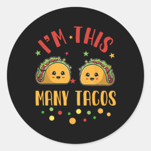 I'm This Many Tacos 2nd Birthday Twosday Cinco De Classic Round Sticker