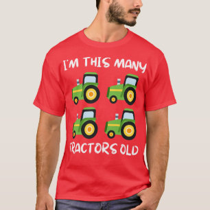 Im This Many Tractors Old 4 Year Four Farm Theme B T-Shirt