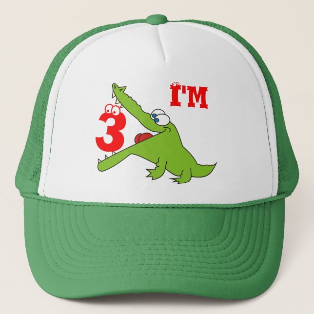 I'm Three Funny Crocodile Kids Hat (Front)