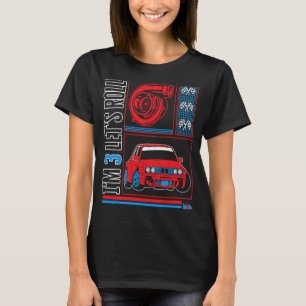 I'm Three Let's Roll Race Car Toddler 3rd Birthday T-Shirt