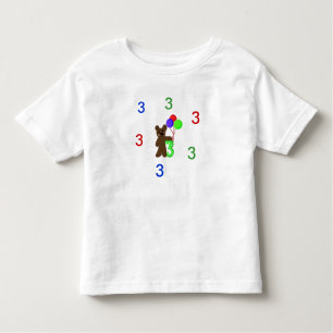 I'm Three With a Teddybear and Balloons Toddler T-Shirt