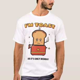 I'm Toast Funny Tired Toast Retro Cartoon T-Shirt