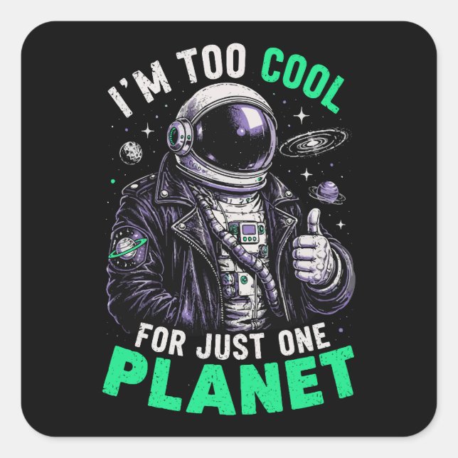 I'm too cool for just one planet square sticker (Front)