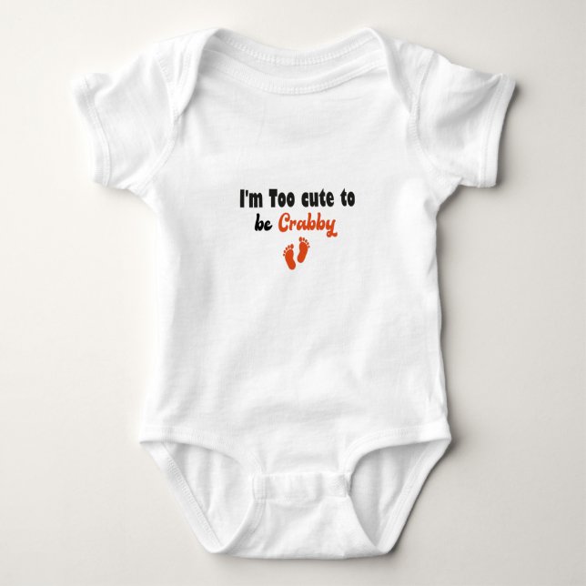 I'm Too cute to be Crabby,baby shower Baby Beach Bodysuit (Front)