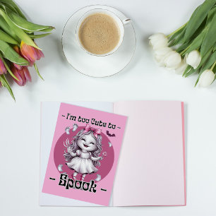 "I'm too Cute to Spook," Happy Halloween Ghost Postcard