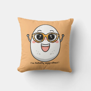 I'm Totally Egg-cited cheerful egg wearing glasses Cushion