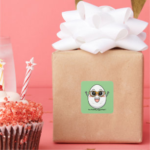 I'm Totally Egg-cited cheerful egg wearing glasses Square Sticker