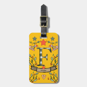 I'm travelling for Christmas monogram "F" with nam Luggage Tag