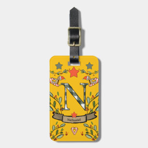 I'm travelling for Christmas monogram "N" with nam Luggage Tag