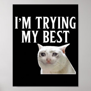 Im Trying My Best Funny Crying Cat Meme Men Women Poster