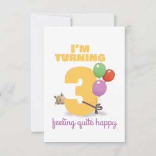 I'm turning 3 Happy Birthday card